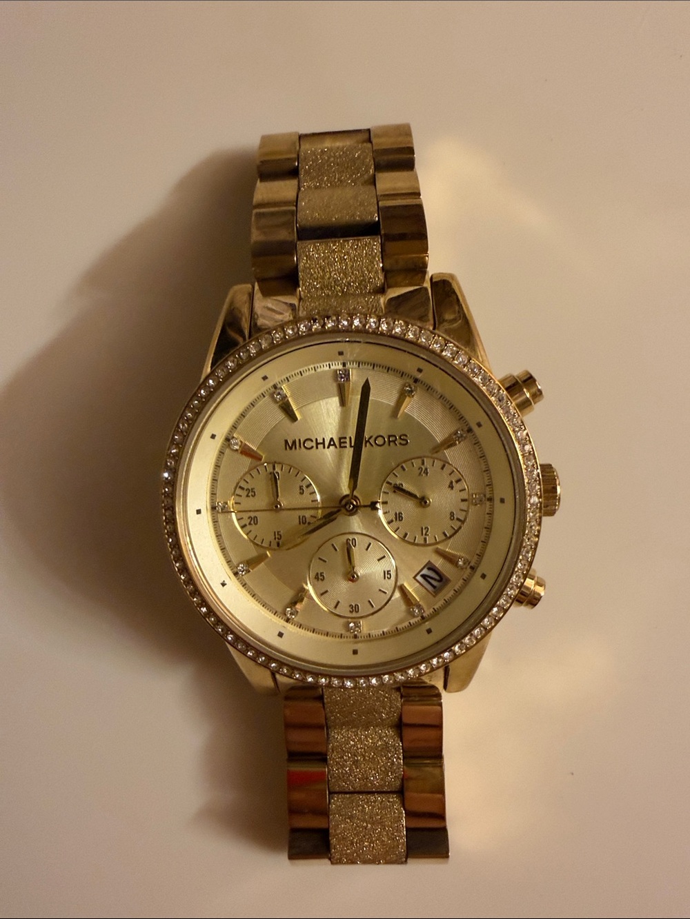 Michael Kors Gold Tone Women's Bracelet Watch with Crystal Bezel